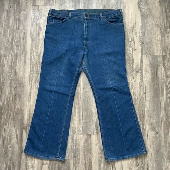 Vintage 70s Levi's Flared Orange Tab Denim Jeans 646 684 Size 40X28 - Picture 4 of 7